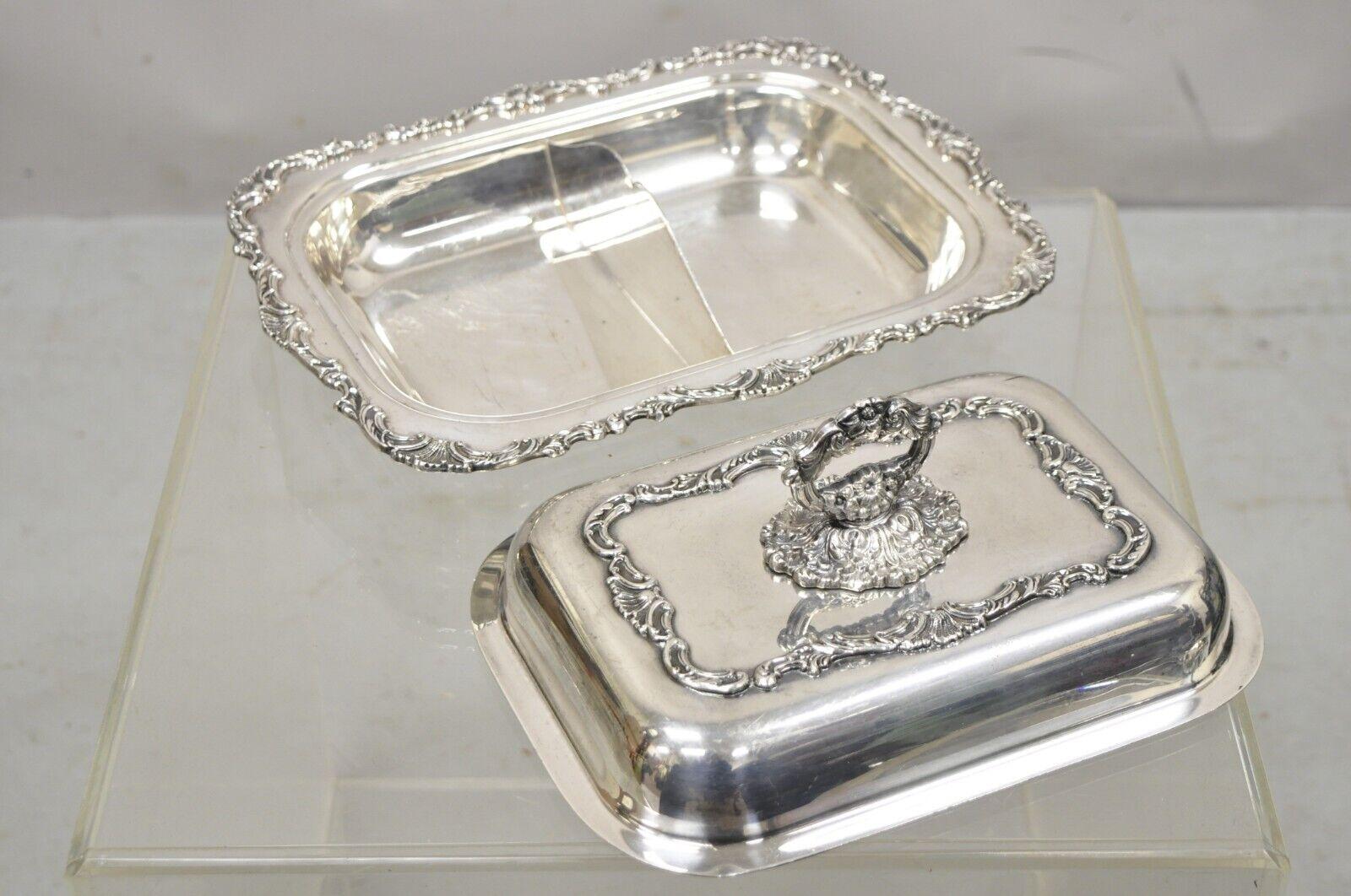 20th Century Vintage Silver Plated Victorian Style Ornate Lidded Covered Serving Dish For Sale