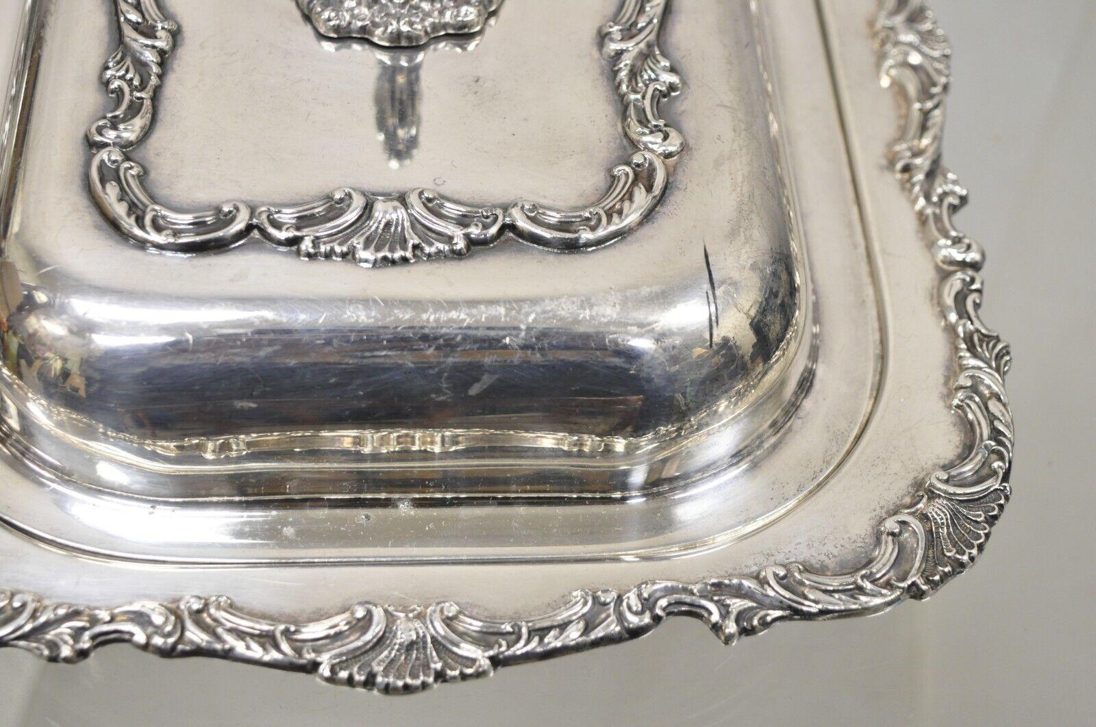 Vintage Silver Plated Victorian Style Ornate Lidded Covered Serving Dish For Sale 2