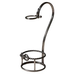 Porte-bouteille vintage en métal argenté de la marque Serra Roma, années 1930