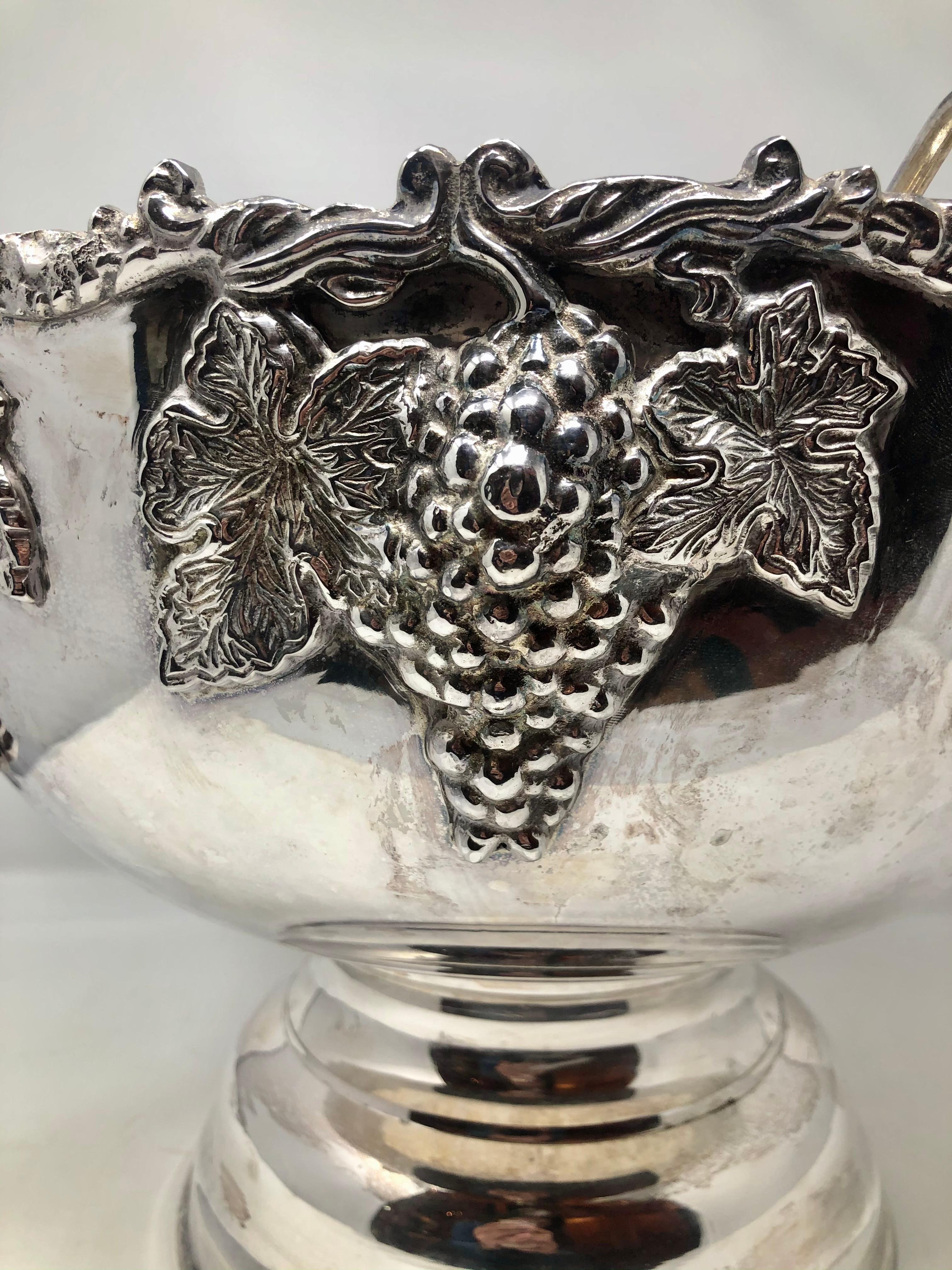 Vintage Silver Plated Wine Bottle & Wine Glass Holder, Cooler and Punch Bowl In Good Condition In New Orleans, LA