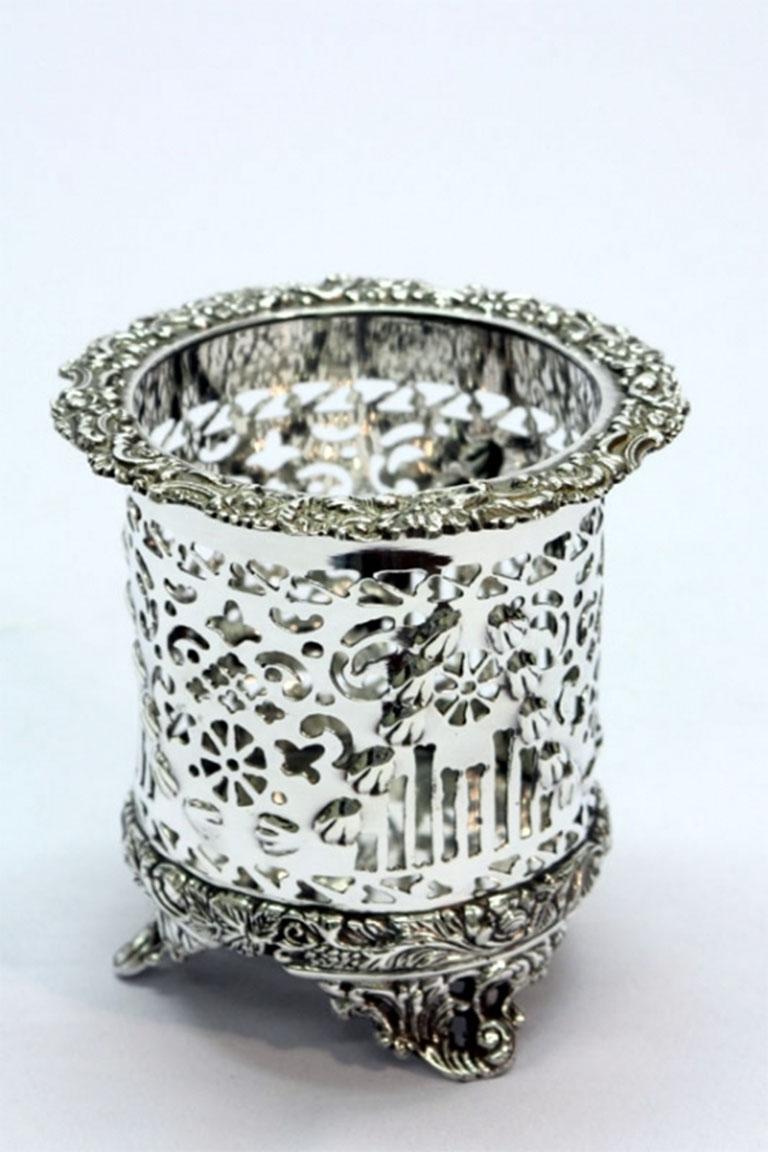 Vintage Silver Plated Wine Coaster Pen Holder 20th Century For Sale 2