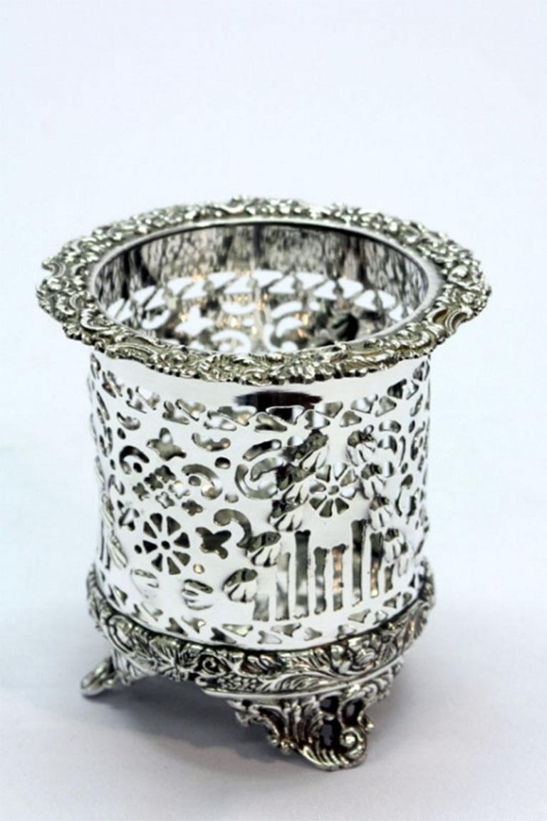 Vintage Silver Plated Wine Coaster Pen Holder 20th Century 2