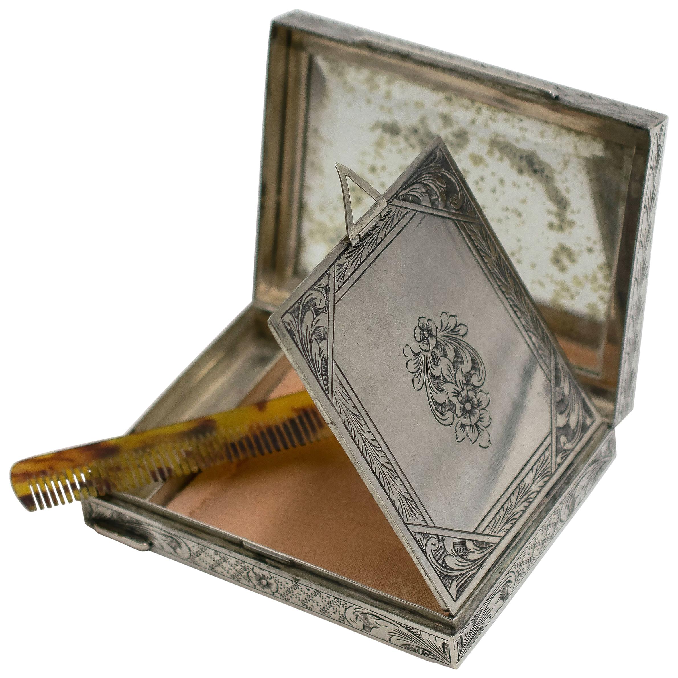 Vintage Silver Powder Case, 20th Century