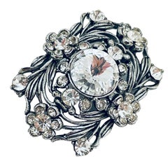 Vintage silver rhinestone brooch