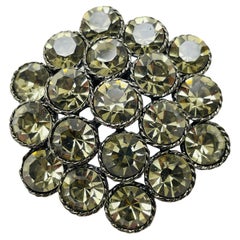 Vintage silver rhinestone designer runway brooch