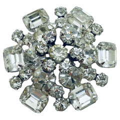 Vintage silver rhinestone massive designer brooch