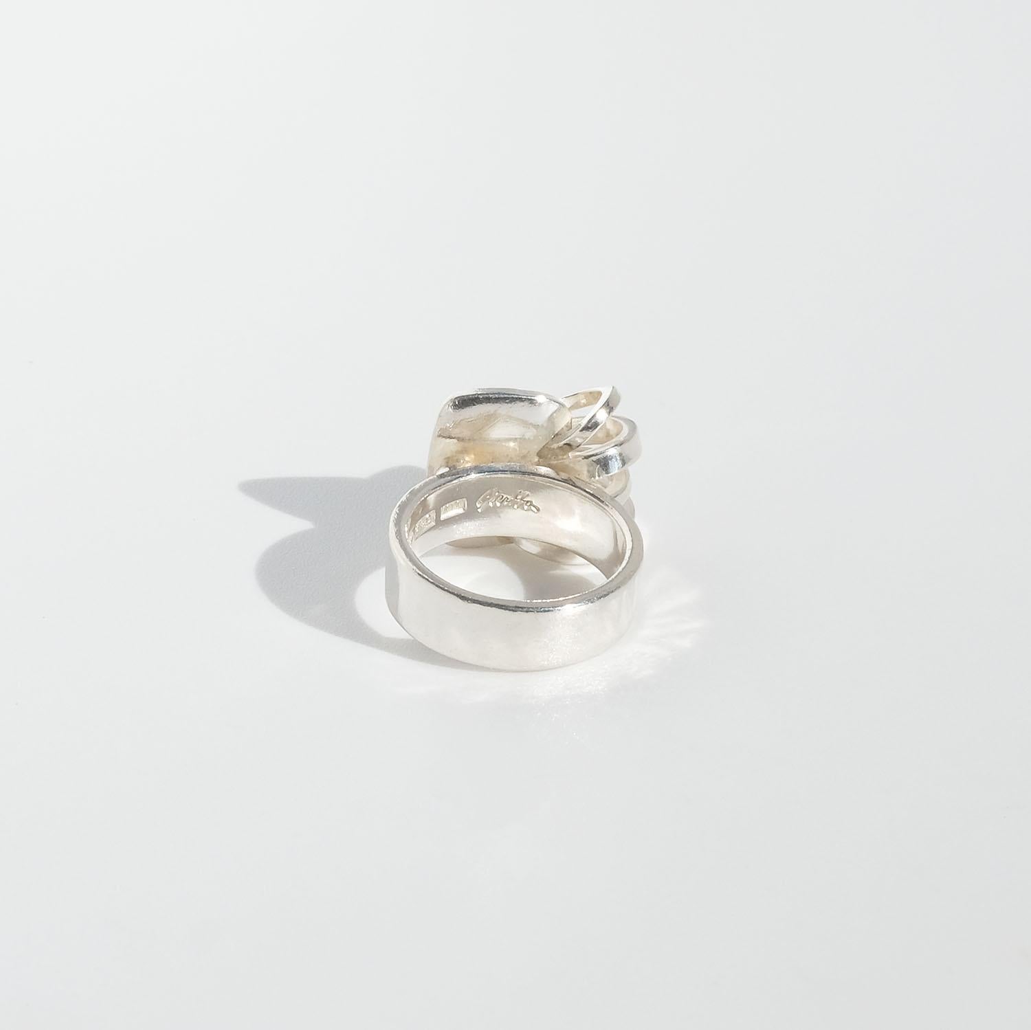 Vintage Silver Ring by Swedish Master Claës Giertta Made Year 1984 Bon état - En vente à Stockholm, SE
