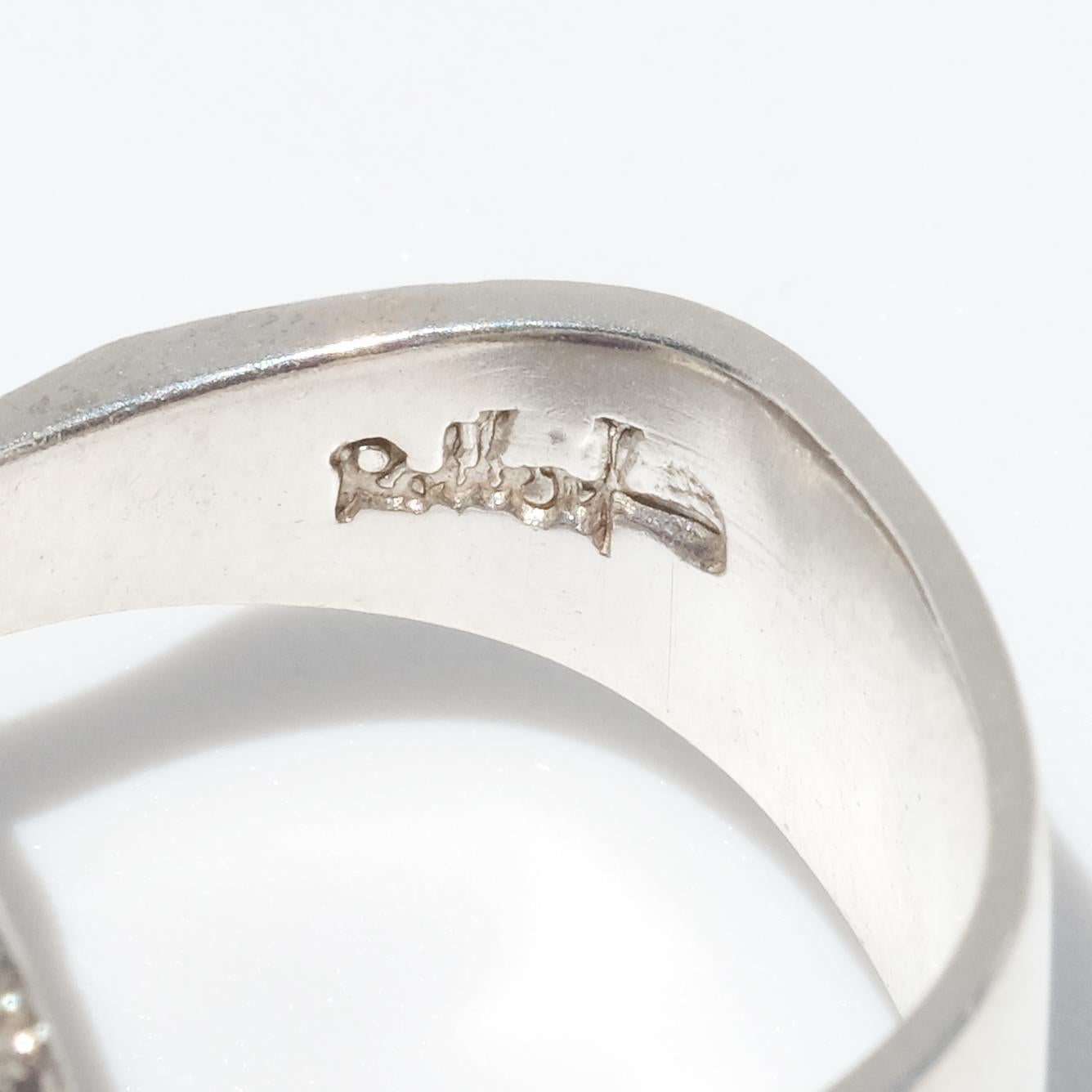 Anillo vintage de plata con amatista fabricado en 1975. en venta 7