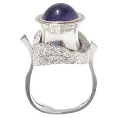 Vintage silver ring with amethyst made 1975.