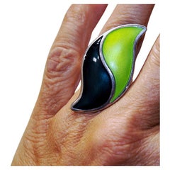 Vintage Silver Ring with enamel by Synnøve Korssjøen for David Andersen 1994