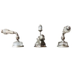 Retro Silver and Rock Crystal Sherle Wagner Neoclassical Faucet Set, Ornate