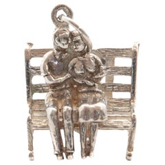 Retro Movable Love Couple Silver Charm Pendant