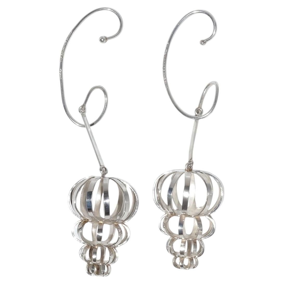Vintage Silver Sculptural Earrings by Sigurd Persson made 1964