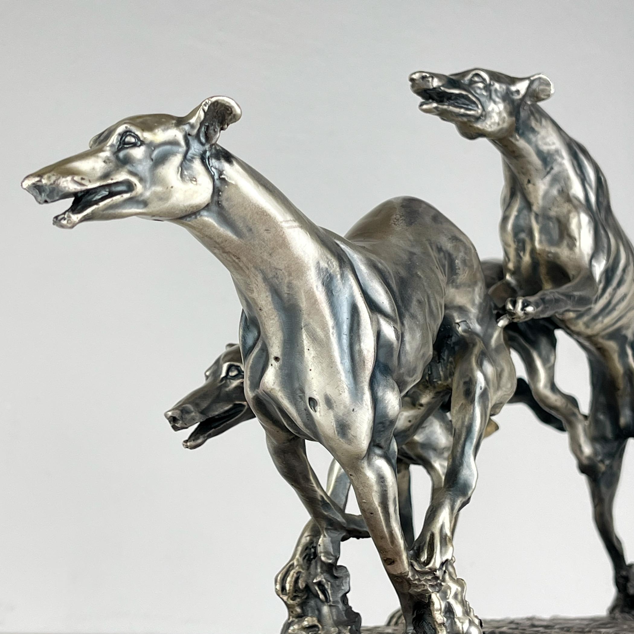 Silberskulptur „Racing Greyhounds“ aus Silber von Angelo Schiavon, Italien 1960er Jahre im Angebot 6