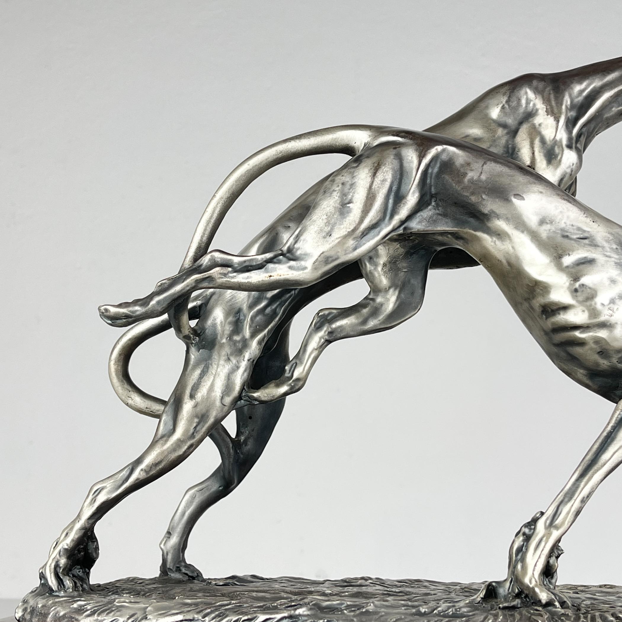 Silberskulptur „Racing Greyhounds“ aus Silber von Angelo Schiavon, Italien 1960er Jahre im Angebot 8