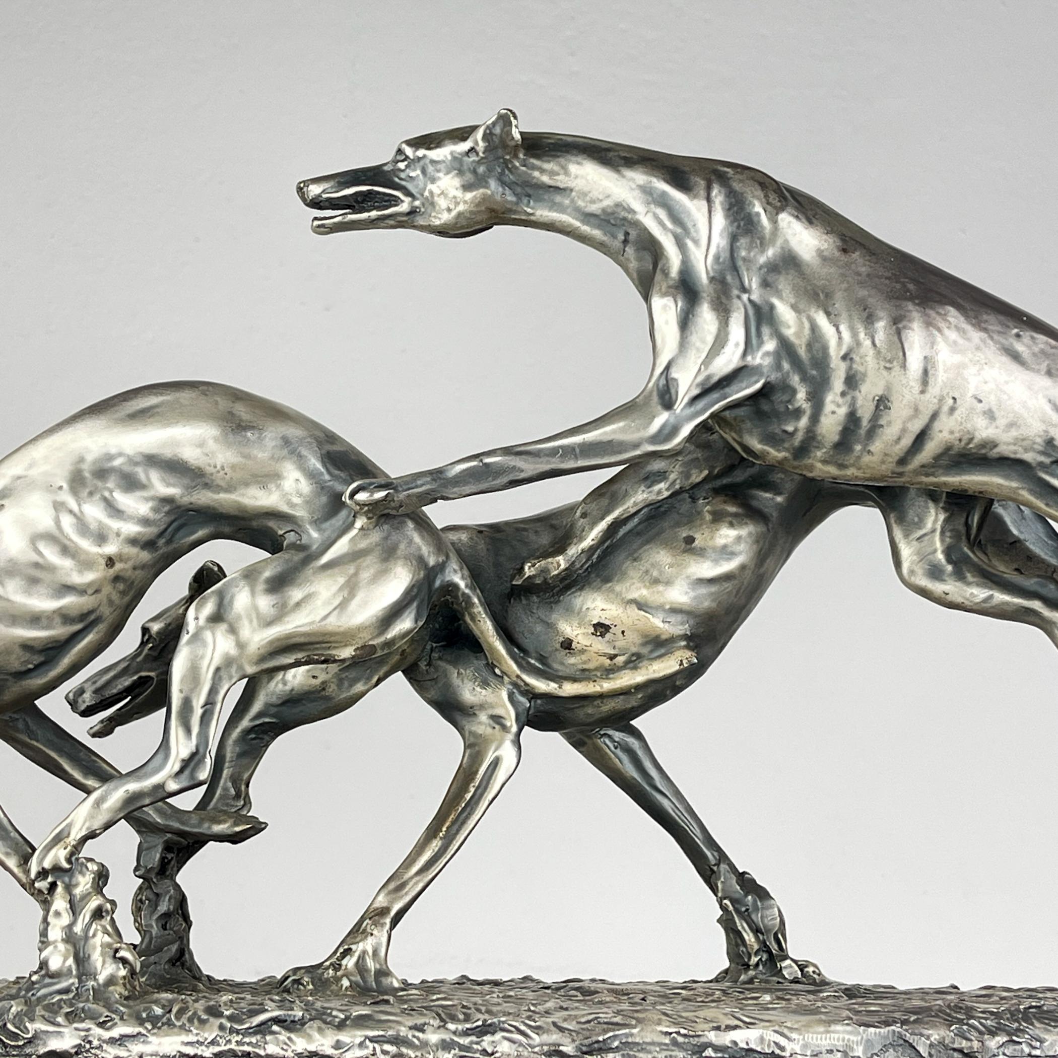 Silberskulptur „Racing Greyhounds“ aus Silber von Angelo Schiavon, Italien 1960er Jahre im Angebot 1