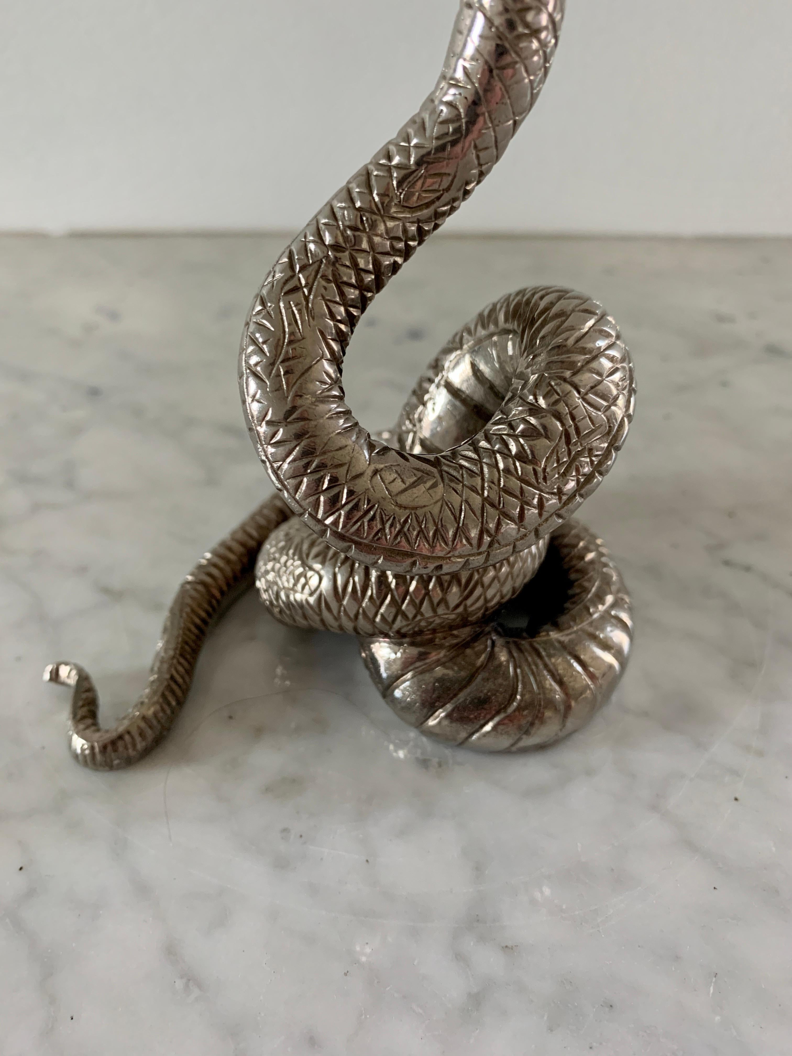 20th Century Vintage Silver Serpent Snake Candle Holder For Sale