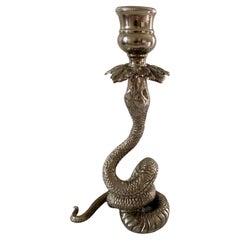 Vintage Silver Serpent Snake Candle Holder