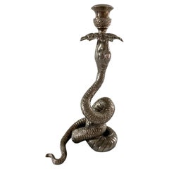 Vintage Silver Serpent Snake Candle Holder