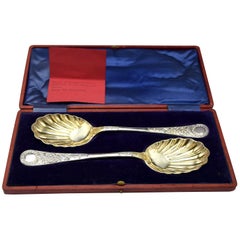 Antique Silver Serving Cutlery - England Late 19th Century