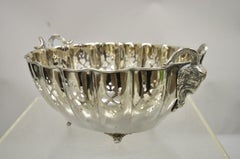 Vintage Silver Silverplate Rams Head Regency Style Pierced Serving Fruit Bowl