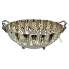 Vintage Silver Silverplate Rams Head Regency Style Pierced Serving Fruit Bowl