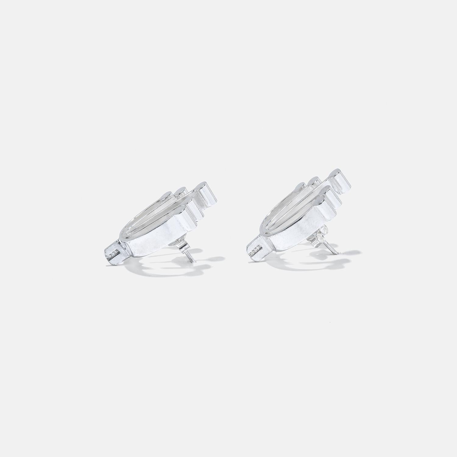Vintage Silver Stud Earrings by Swedish master Sigurd Persson Made 1950s For Sale 2