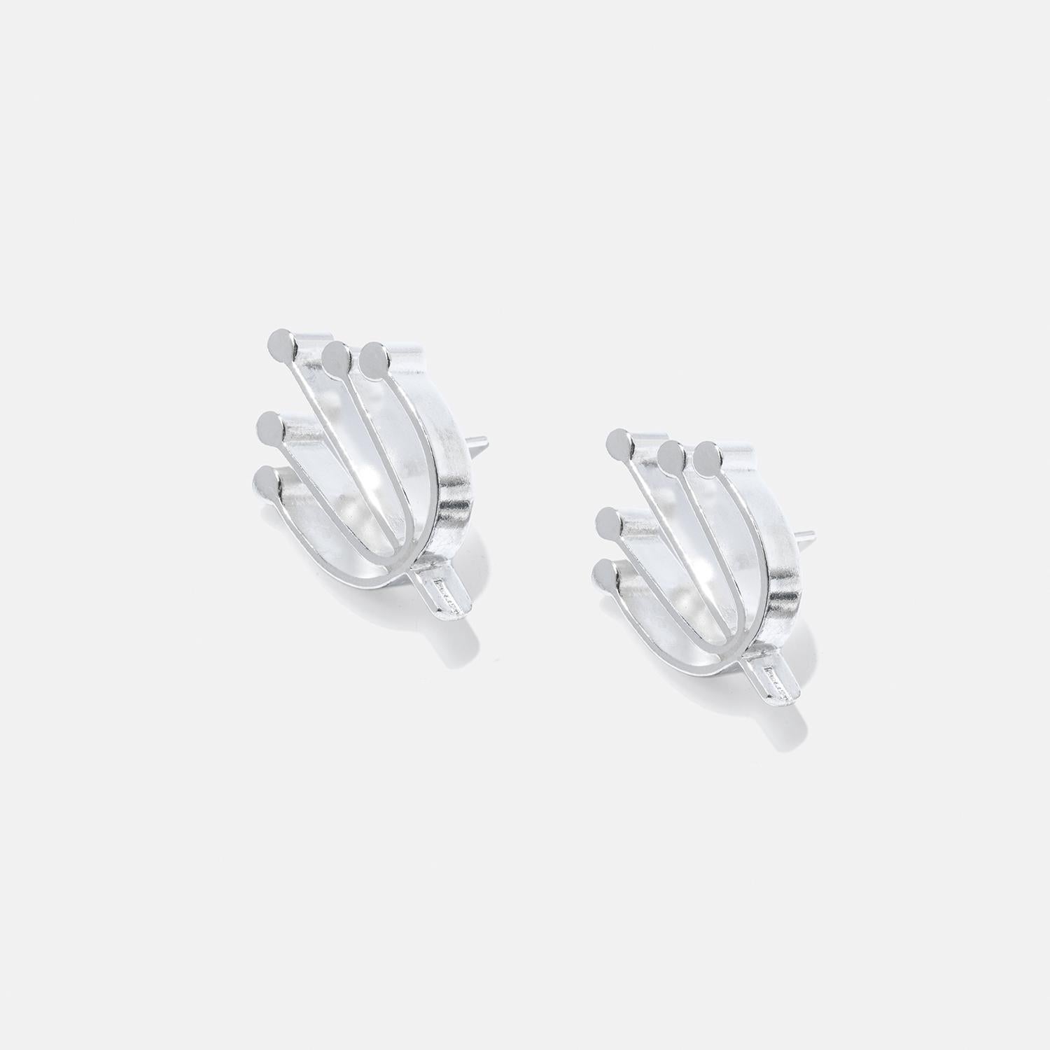 Vintage Silver Stud Earrings by Swedish master Sigurd Persson Made 1950s For Sale 3