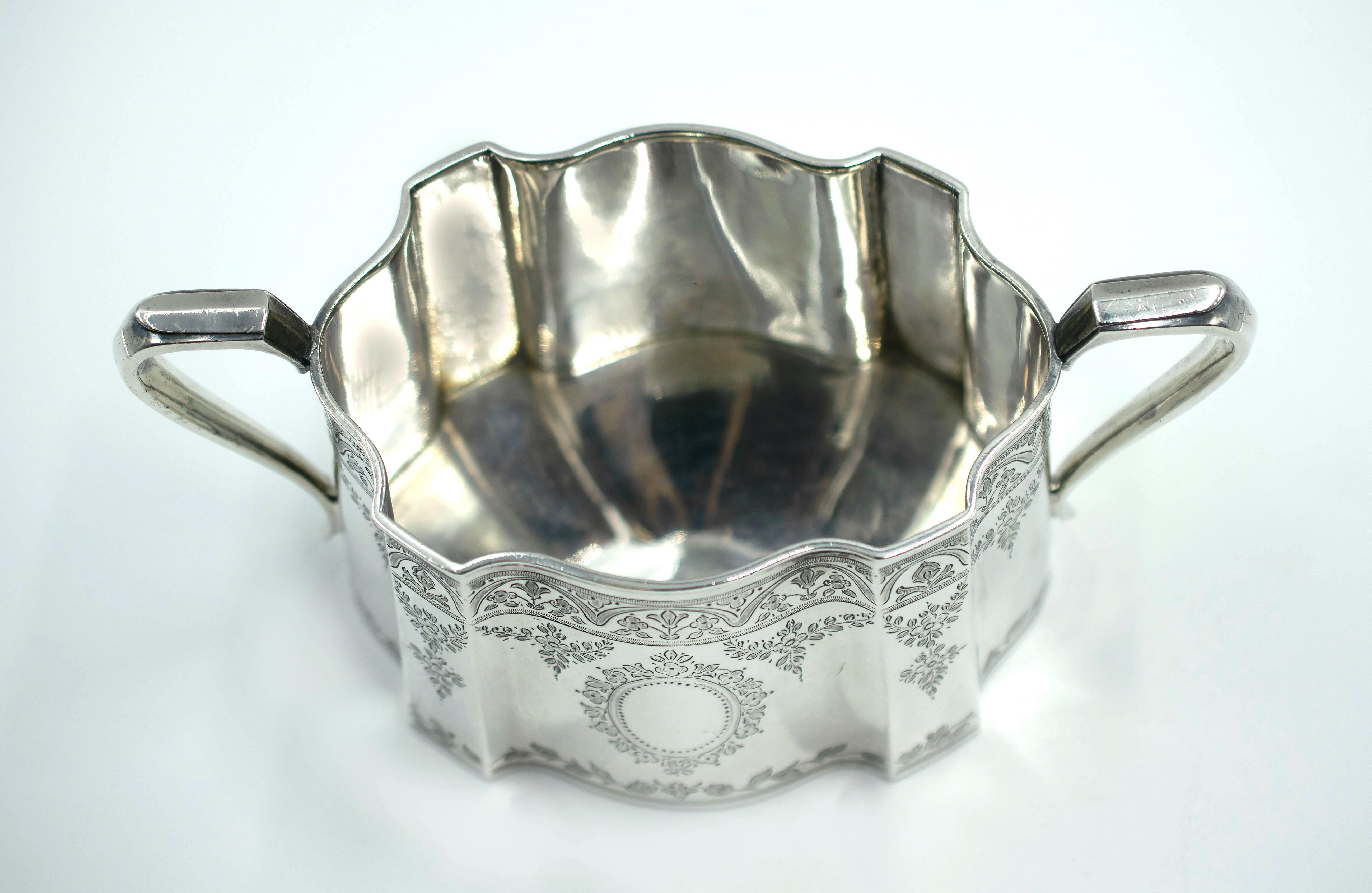 Italian Vintage Silver Sugar Bowl, 20th Century For Sale