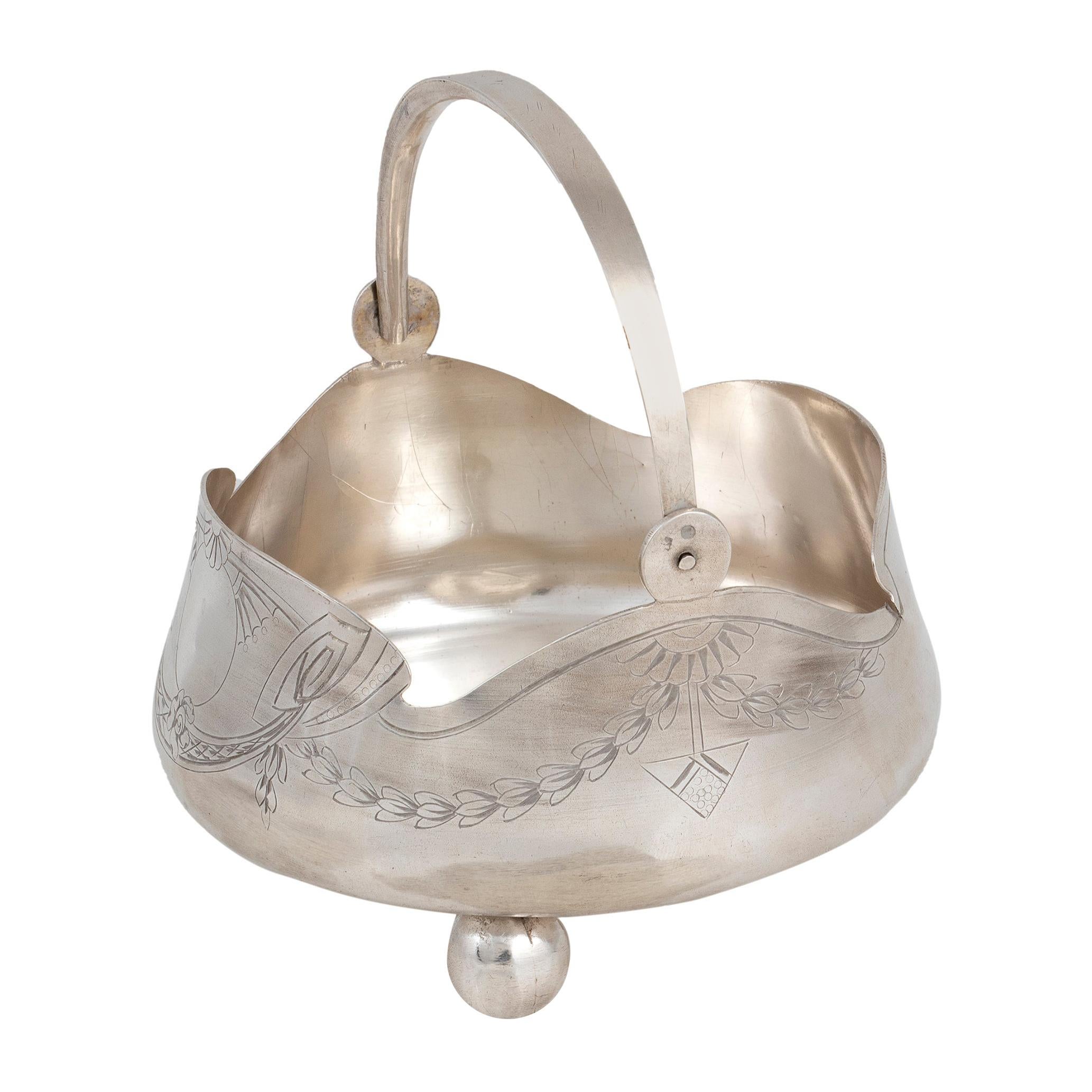 Vintage Silver Sugar Bowl, Russia, Early 20th Century