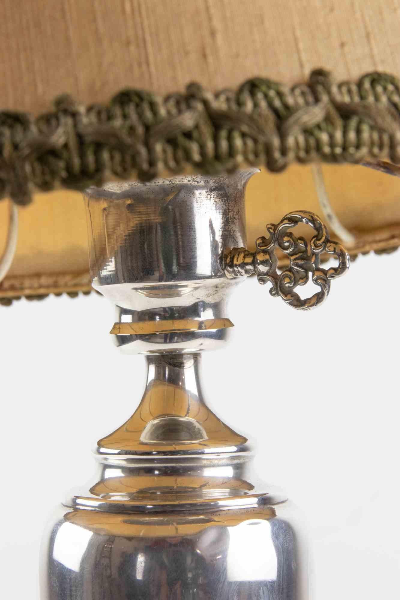 20ième siècle Lampe de table vintage en argent, Italie, milieu du 20e siècle en vente