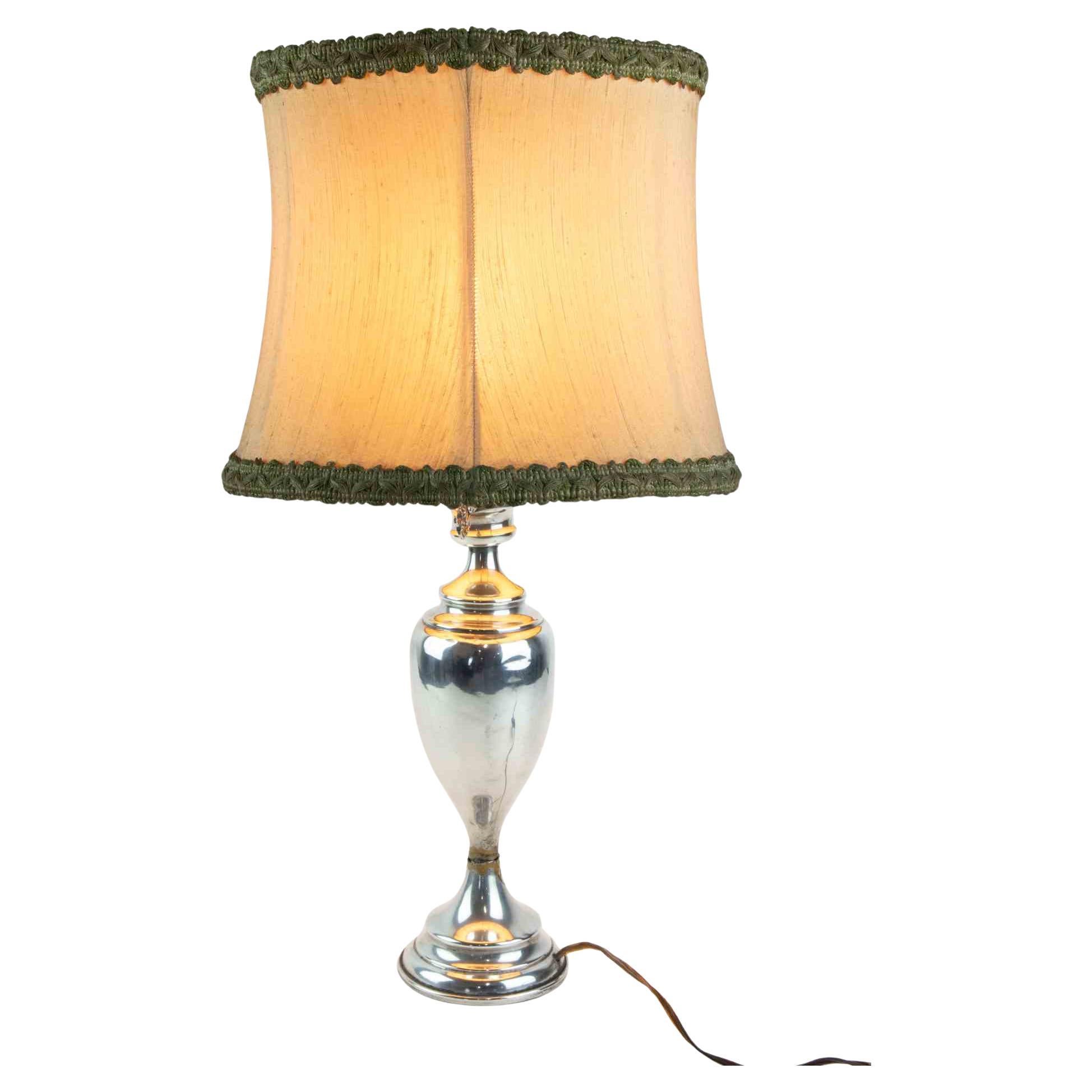 Vintage Silver Table Lamp, italy, mid-20th Century