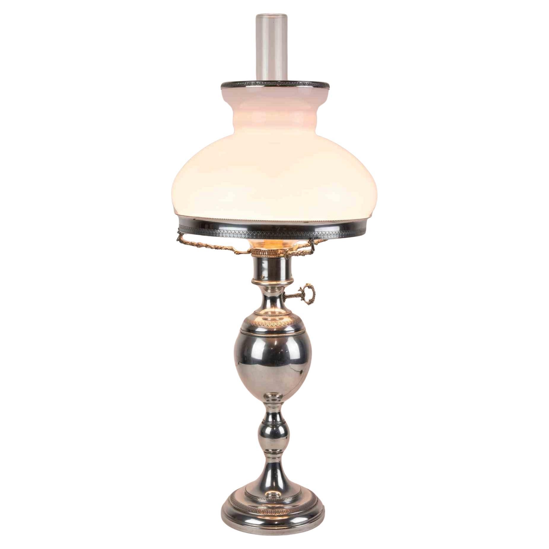 Lampada da tavolo vintage in argento, Italia, metà del XX secolo