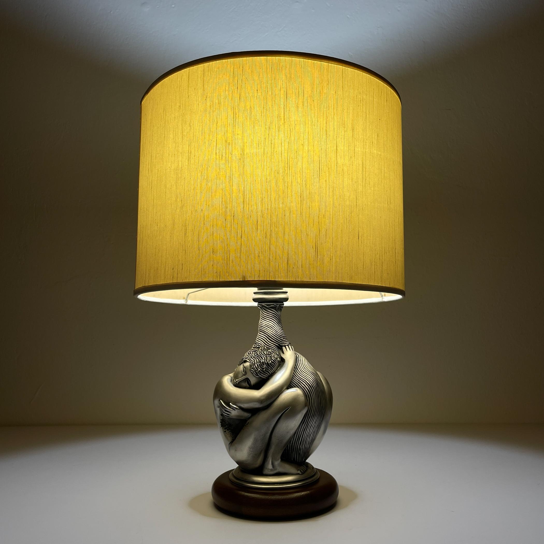 italien Lampe de table vintage en argent Man and Women par Ottaviani, Italie, années 1970 en vente