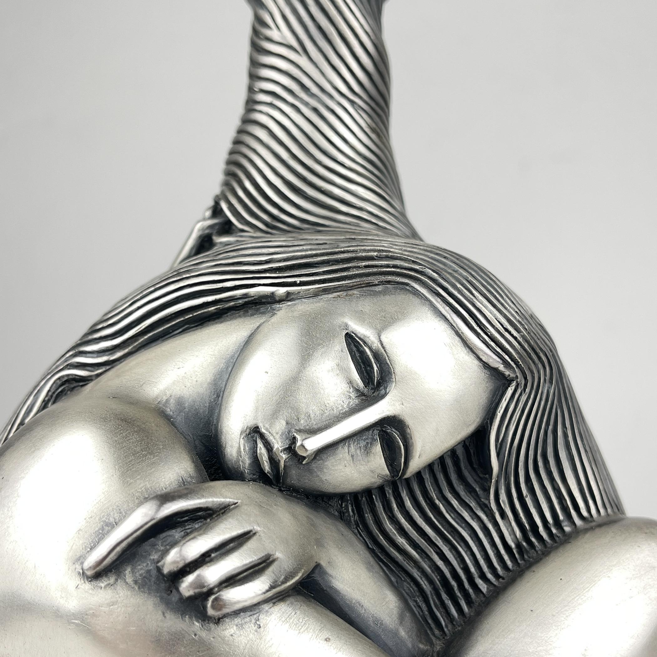 Lampe de table vintage en argent Man and Women par Ottaviani, Italie, années 1970 en vente 2