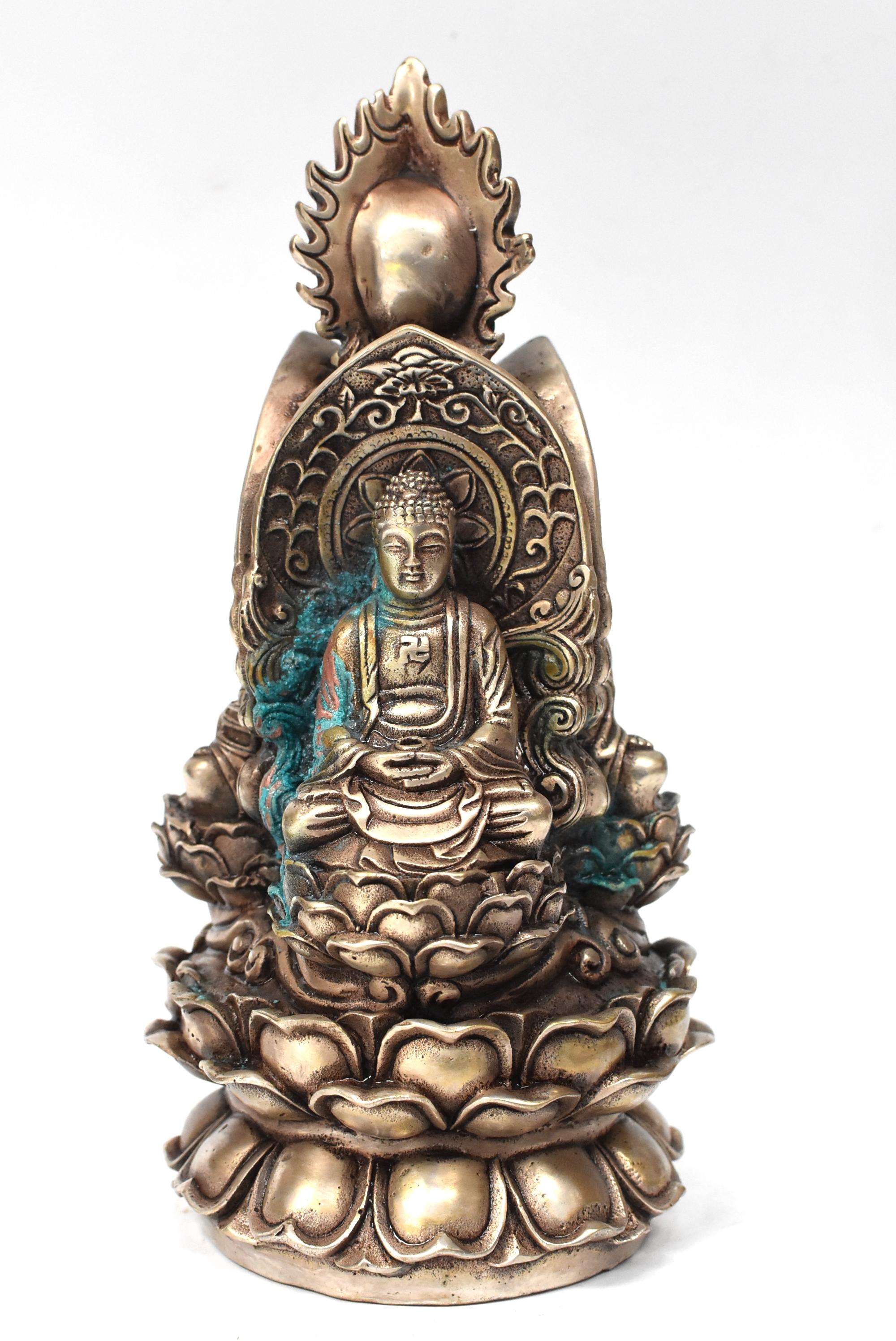20th Century Vintage Silver Three Sided Buddha Statue