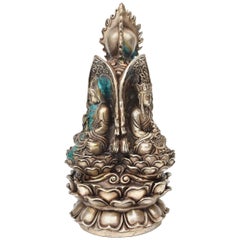 Vintage Silber dreiseitige Buddha-Statue