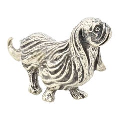 Vintage Silver-Tone Afghan Hound Dog Figurine, 1960s