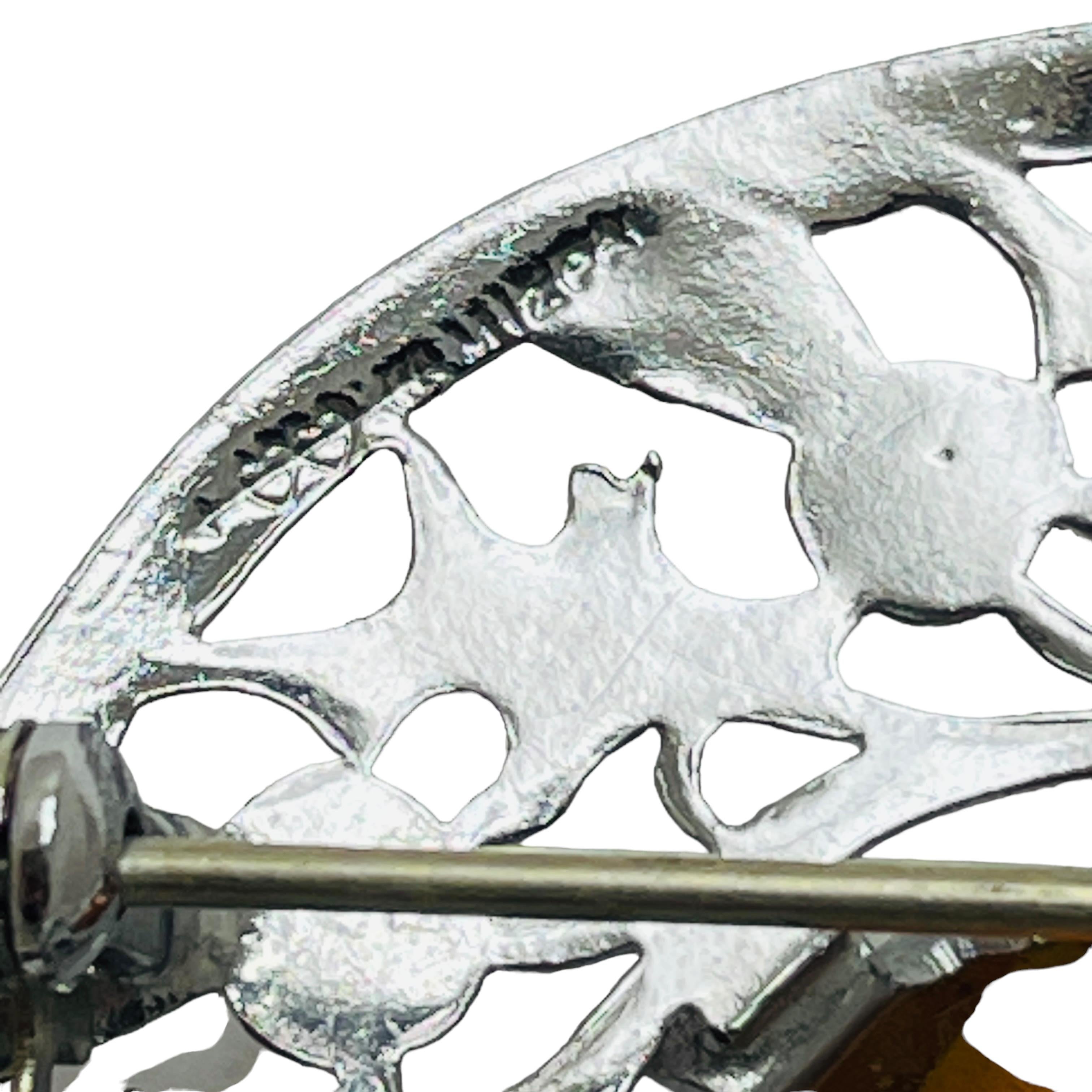 De las mujeres Broche de diseño vintage de cristal ámbar en tono plateado en venta