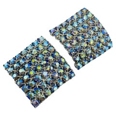 Orecchini a clip vintage in argento con strass aurora di design