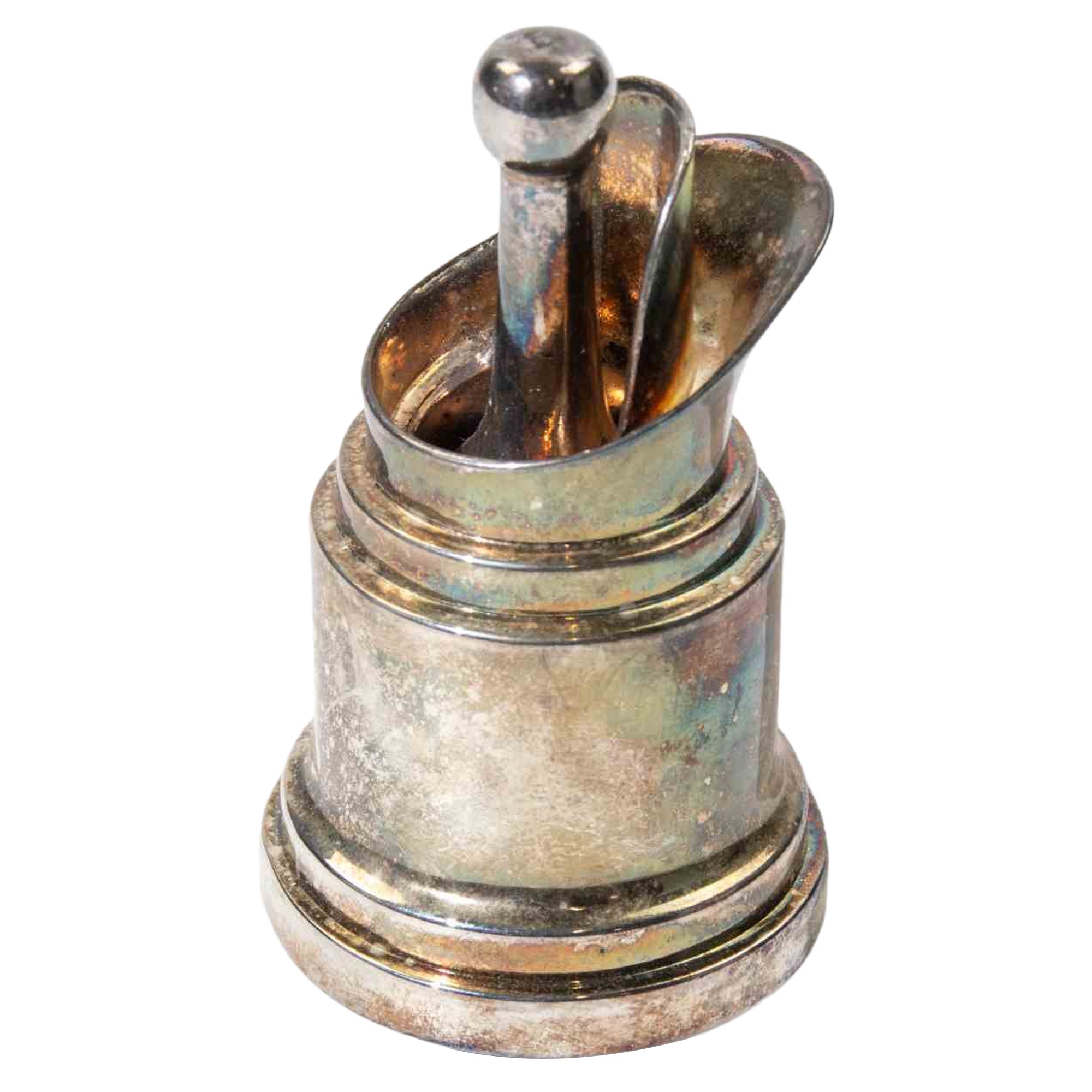 Vintage Silver-Tone Bottle Stopper, Italian Modern Design, 1970s