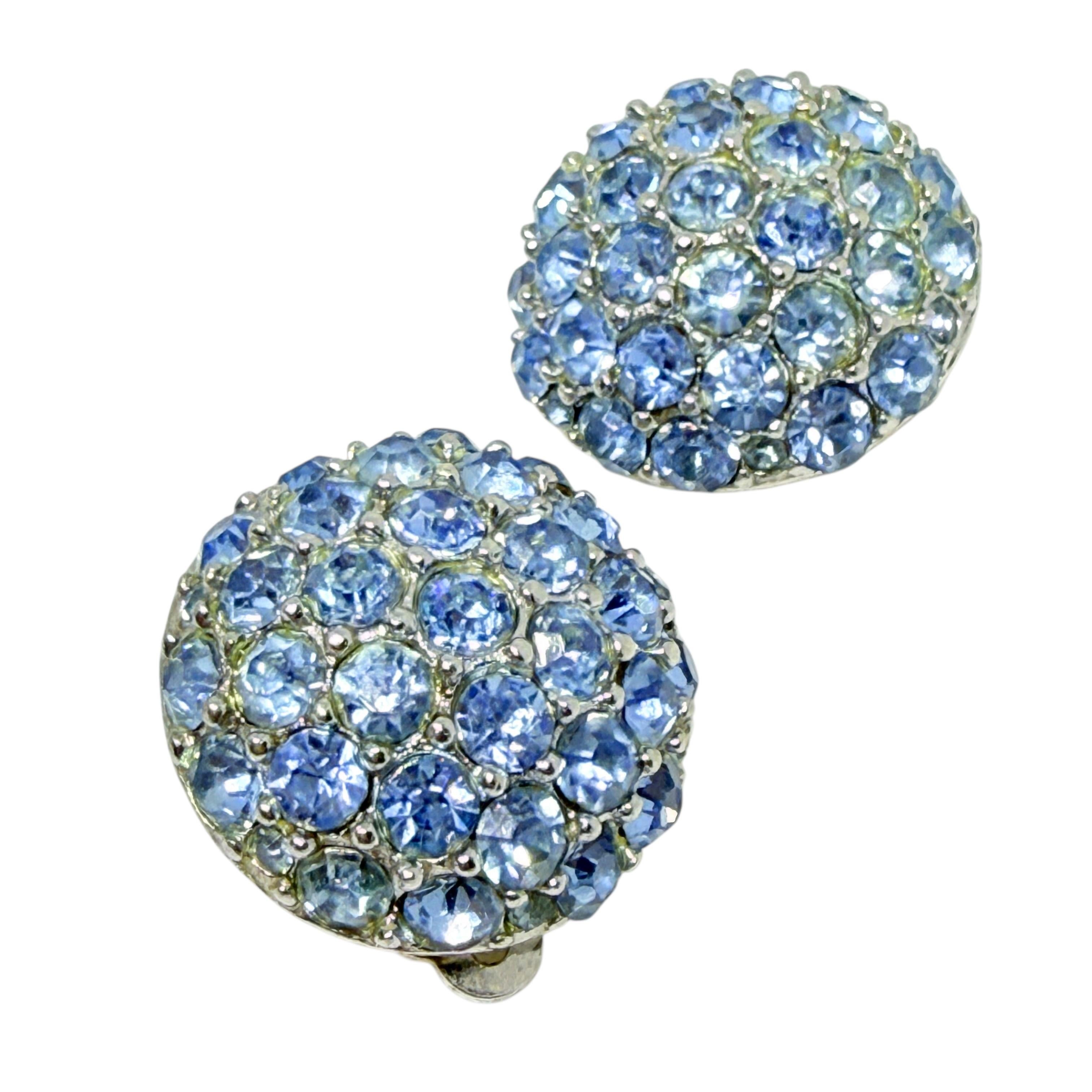 da uomo o donna Orecchini a clip d'epoca in argento con strass blu di design in vendita