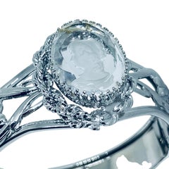 Vintage silver tone carved glass cameo designer bracelet