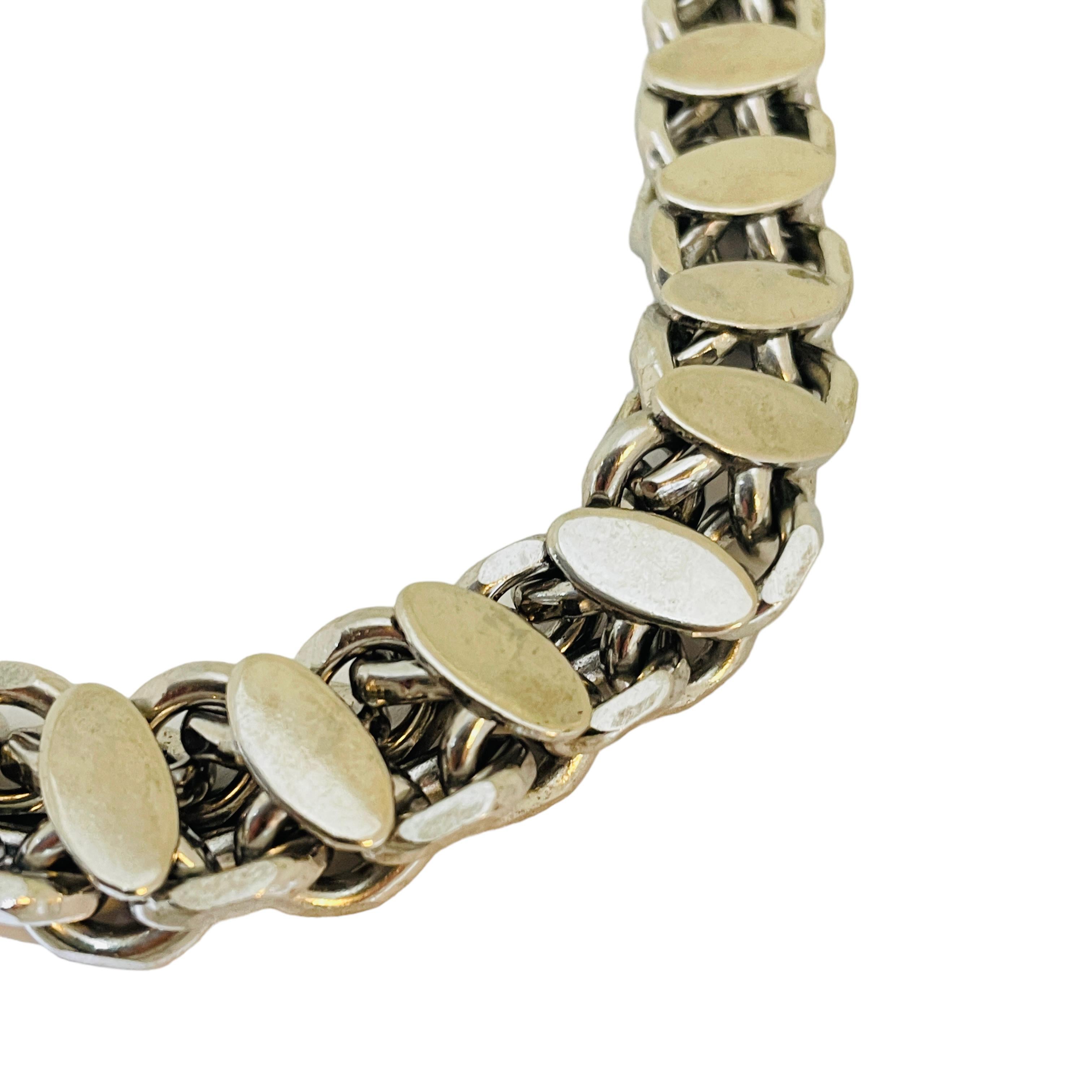 Women's or Men's Vintage silver tone chain link bracelet For Sale