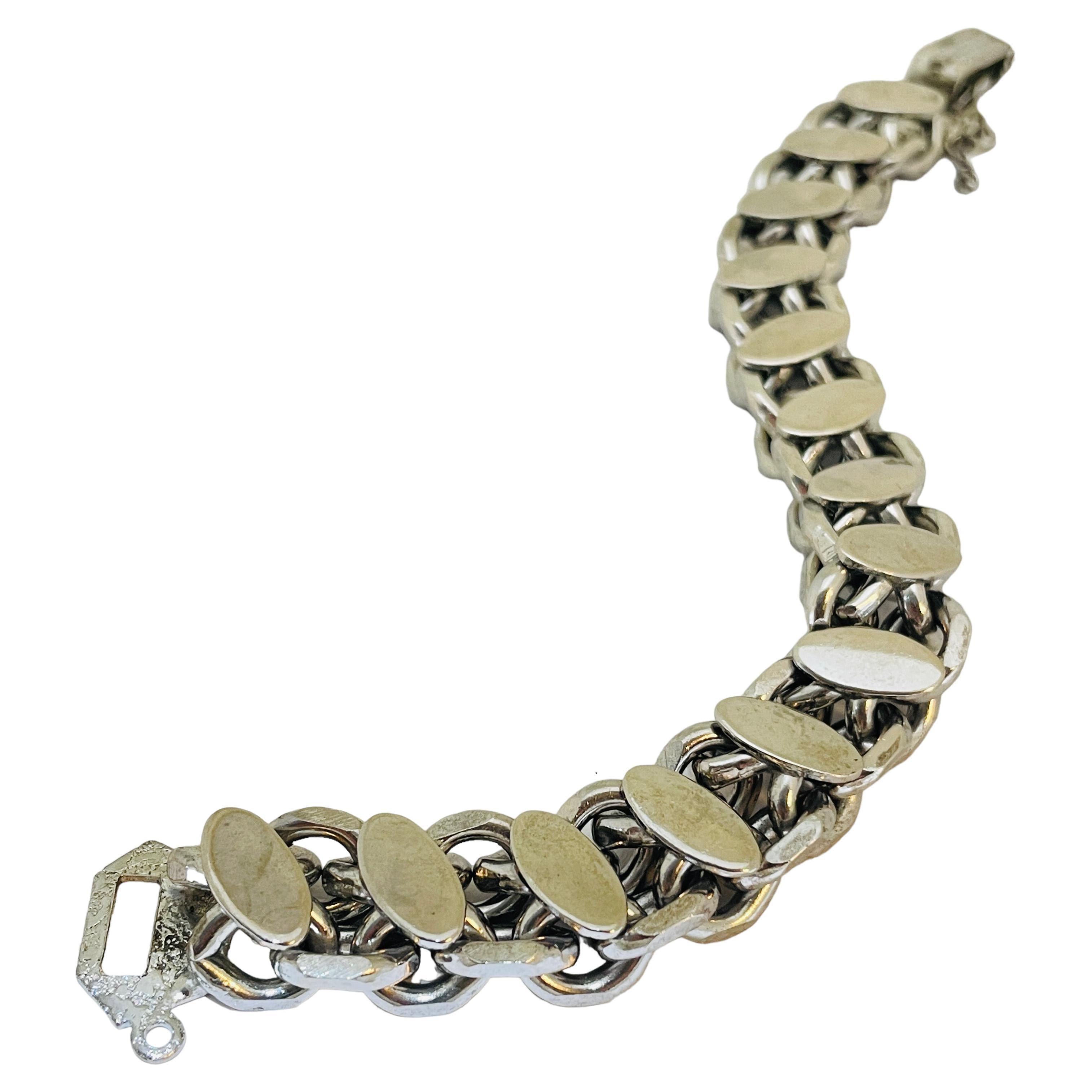Vintage silver tone chain link bracelet For Sale