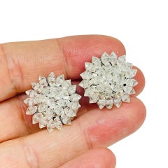 Vintage Silber Ton Cluster Perlen Kristall Designer Clip auf Ohrringe