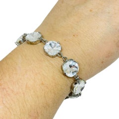 Vintage Silber Ton Kristall Designer Armband
