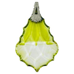 Vintage silver tone crystal yellow clear designer pendant necklace