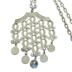 Collana a catena vintage con ciondolo pendente di design in tonalità argento