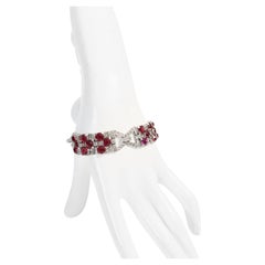 Vintage-Armband aus rotem Diamanten in silberfarbener Silber in Zackenfassung, ca. 1940er Jahre